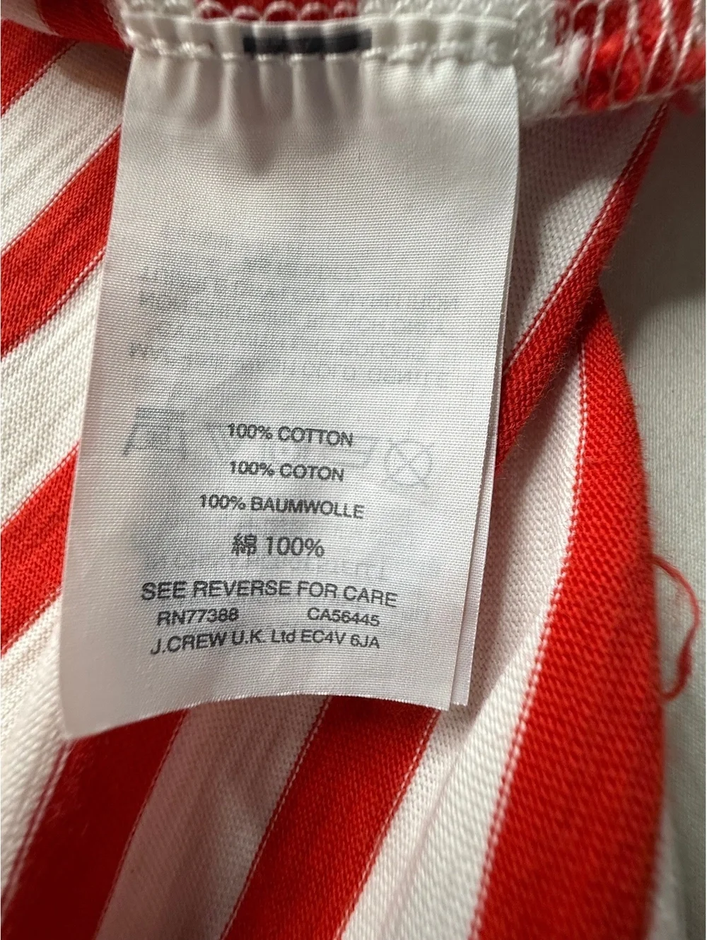 J.Crew Classic Red and White Striped Cotton Long Sleeve Shirt Medium